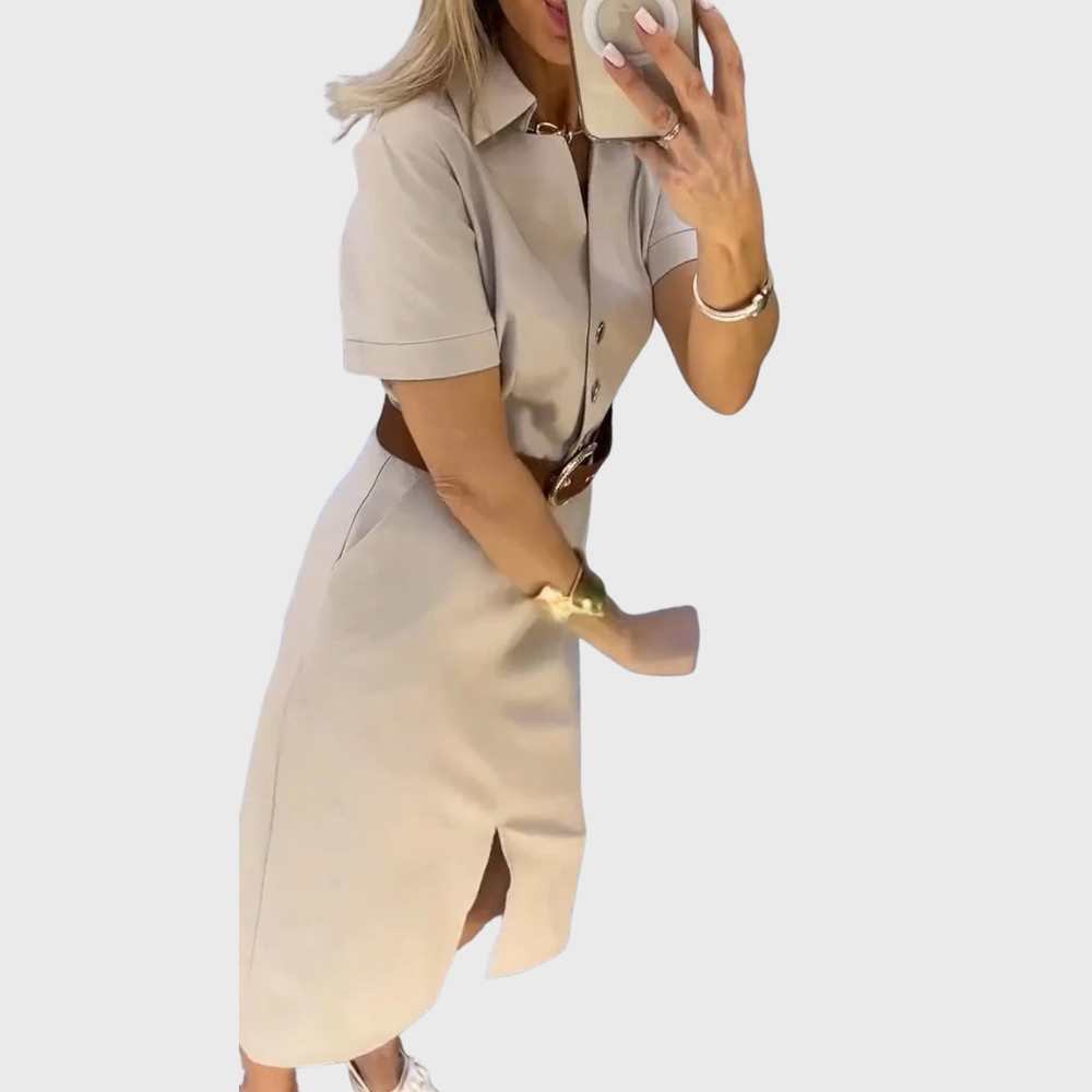 Abito casual da donna con risvolto e fessura