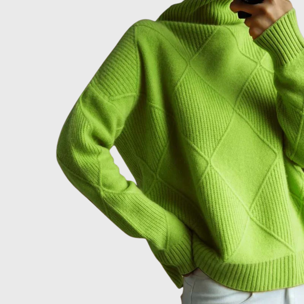 Maglione geometrico a collo alto a maniche lunghe