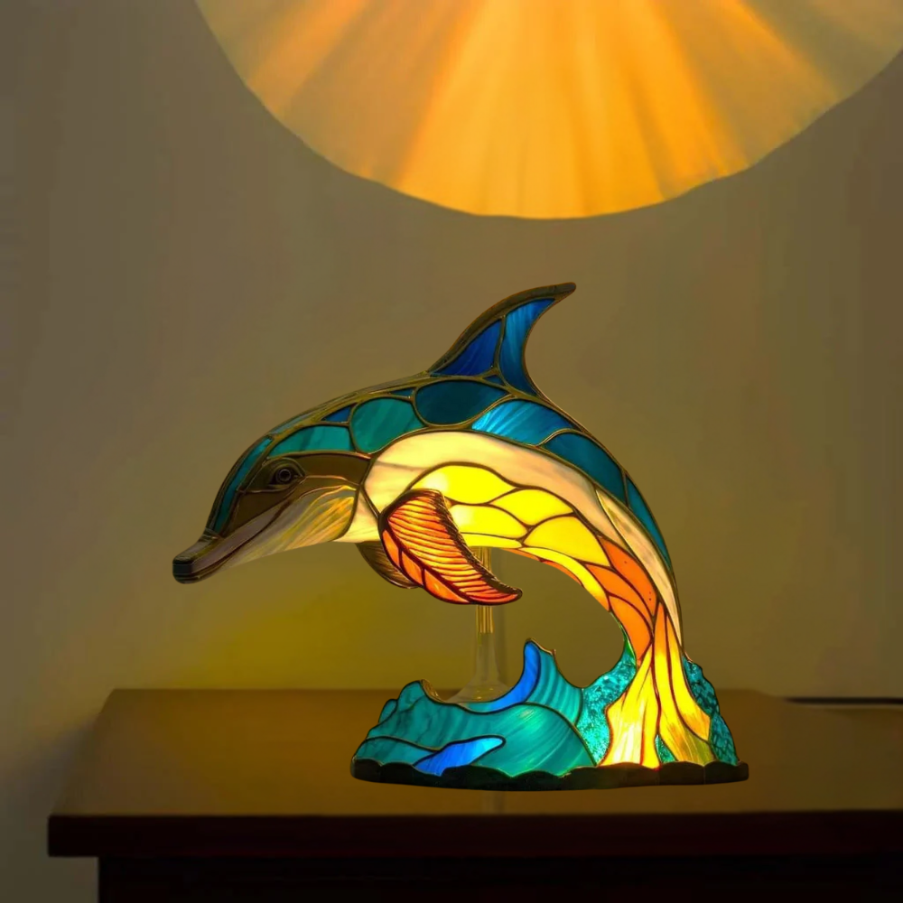 Marin – Lampada delfino magica in vetro colorato