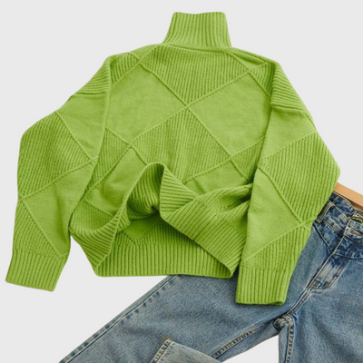 Maglione geometrico a collo alto a maniche lunghe