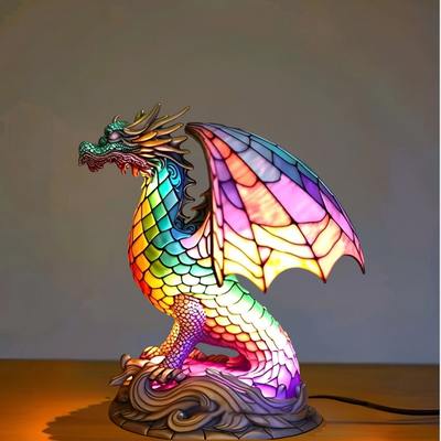 Gribouille – Lampada drago magica in vetro colorato