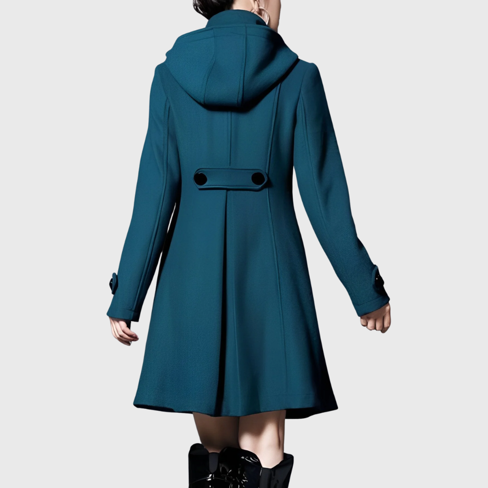 Elegante cappotto in lana con cappuccio