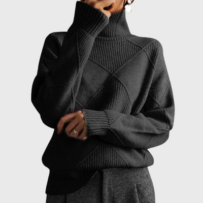 Maglione geometrico a collo alto a maniche lunghe