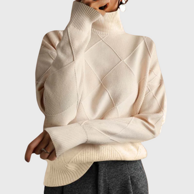 Maglione geometrico a collo alto a maniche lunghe