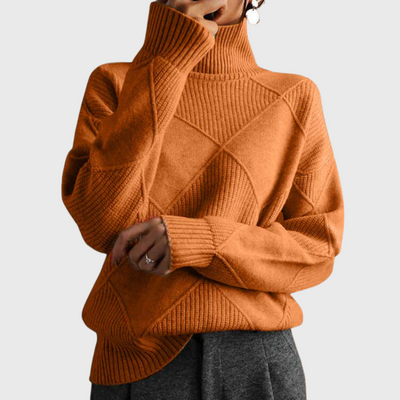 Maglione geometrico a collo alto a maniche lunghe
