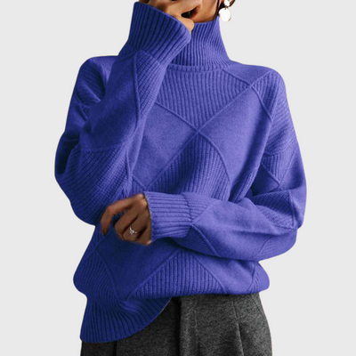 Maglione geometrico a collo alto a maniche lunghe