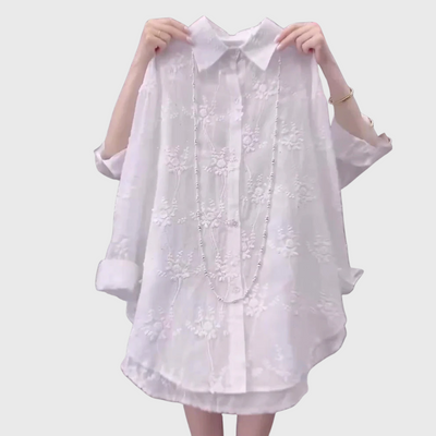 Camicia tinta unita ricamata