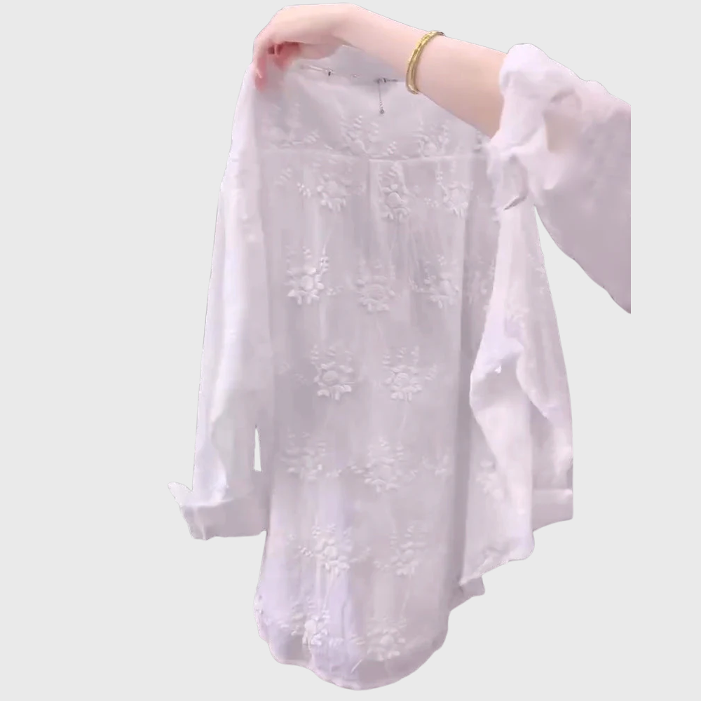 Camicia tinta unita ricamata