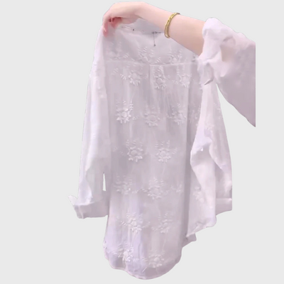 Camicia tinta unita ricamata
