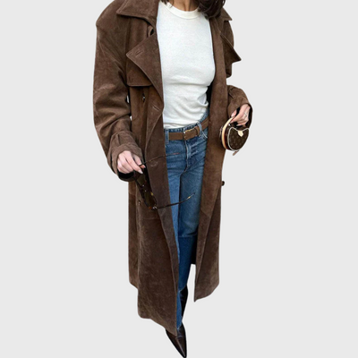 Trench in pelle scamosciata