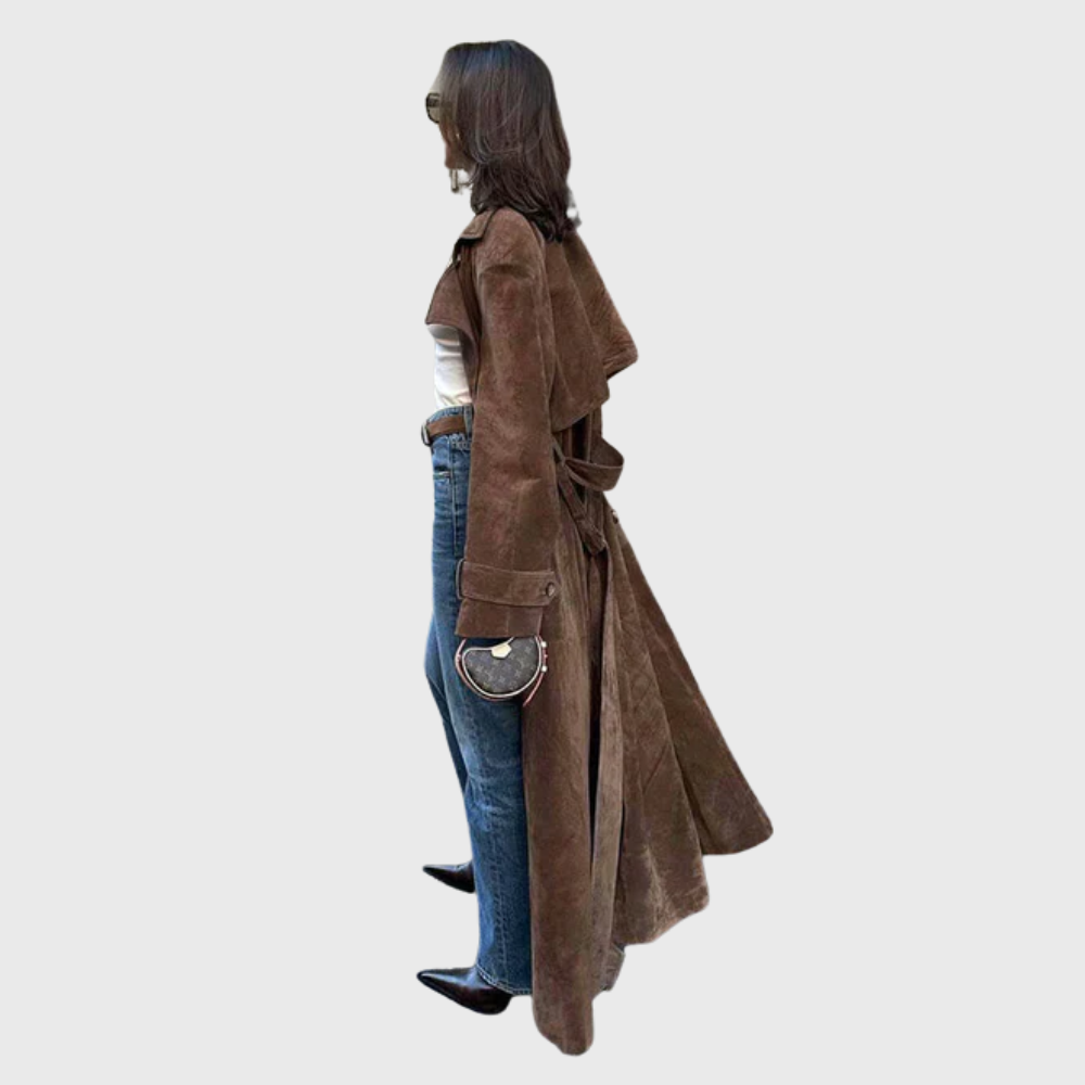Trench in pelle scamosciata