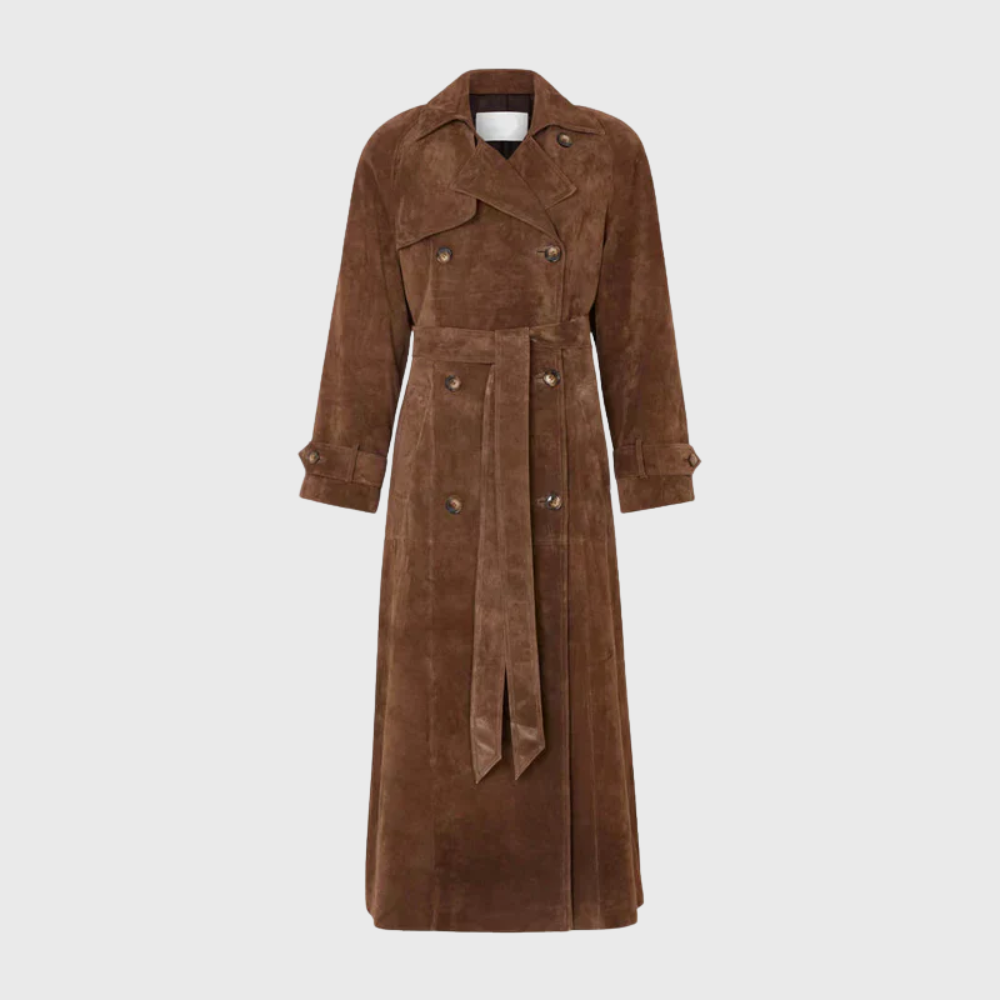 Trench in pelle scamosciata