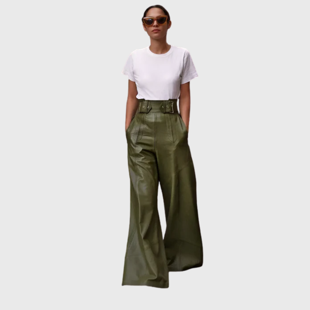 Pantaloni a gamba larga e vita alta