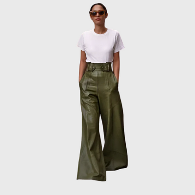 Pantaloni a gamba larga e vita alta