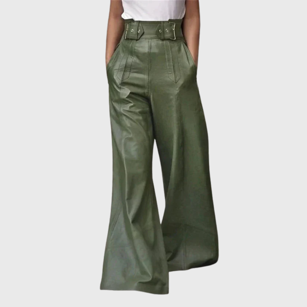 Pantaloni a gamba larga e vita alta