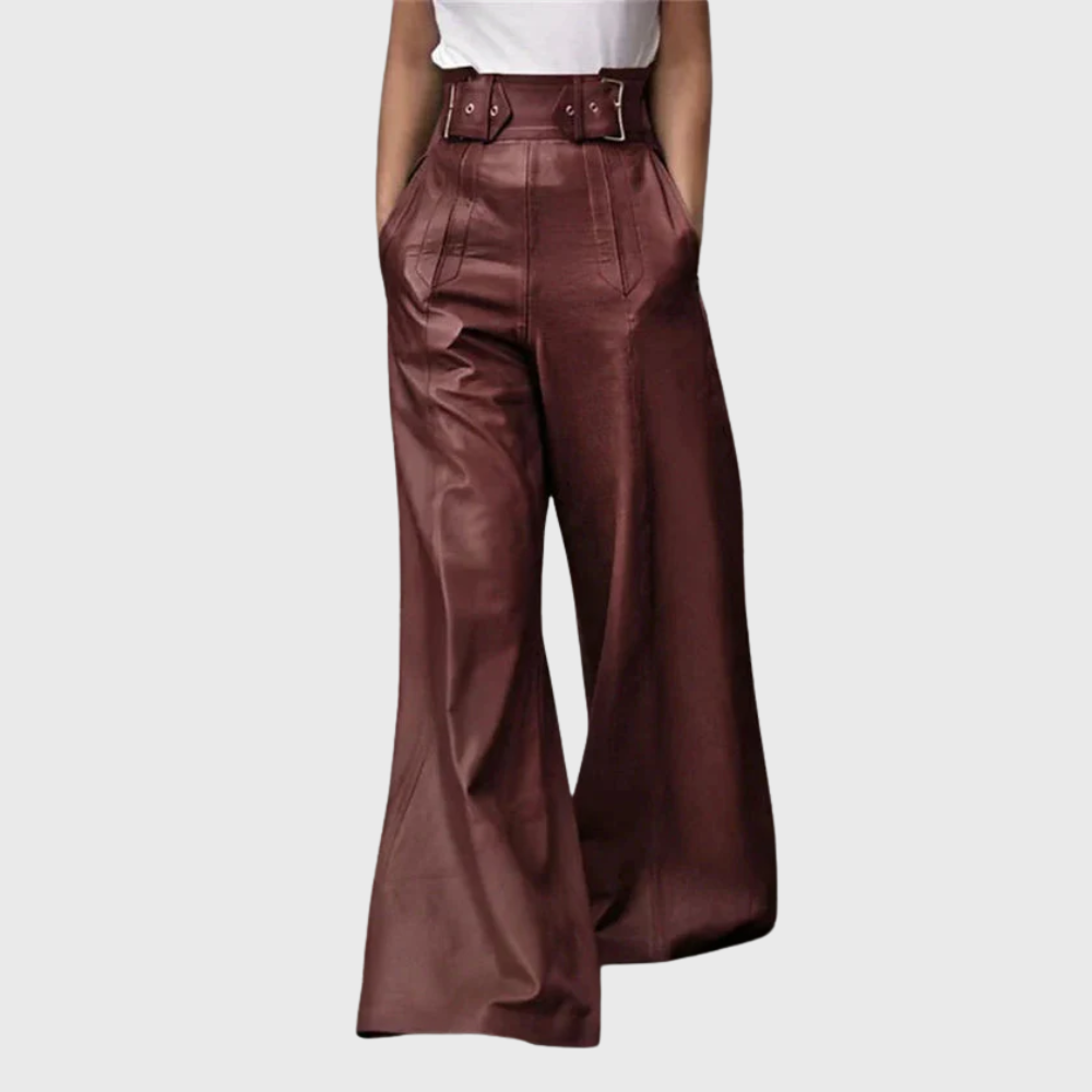 Pantaloni a gamba larga e vita alta