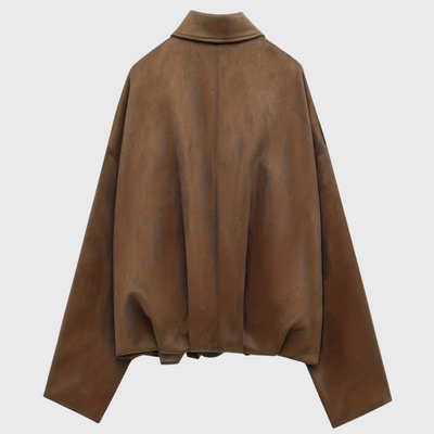 Giacca corta in pelle scamosciata in stile retrò