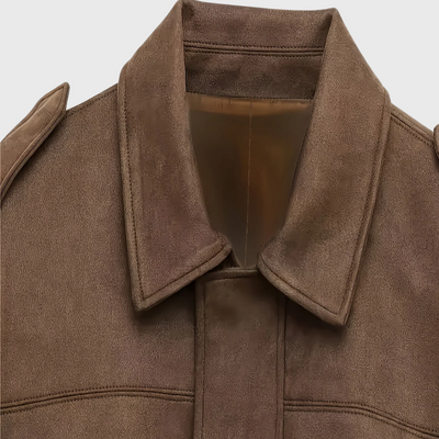 Giacca corta in pelle scamosciata in stile retrò