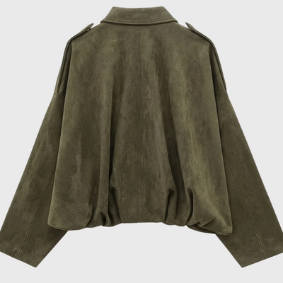 Giacca corta in pelle scamosciata in stile retrò
