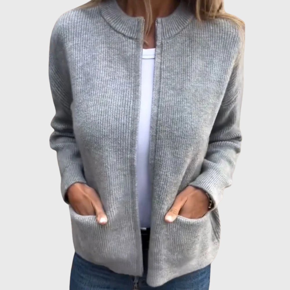 Cardigan autunnale con cerniera lampo