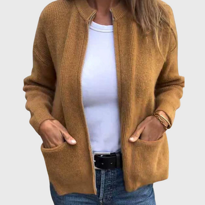 Cardigan autunnale con cerniera lampo