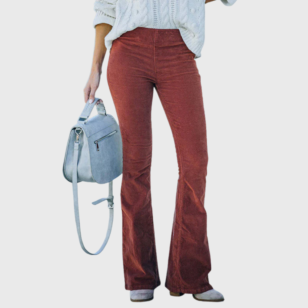 Pantaloni in velluto a coste a vita alta