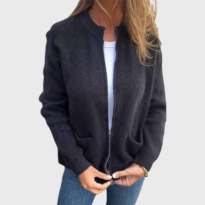 Cardigan autunnale con cerniera lampo