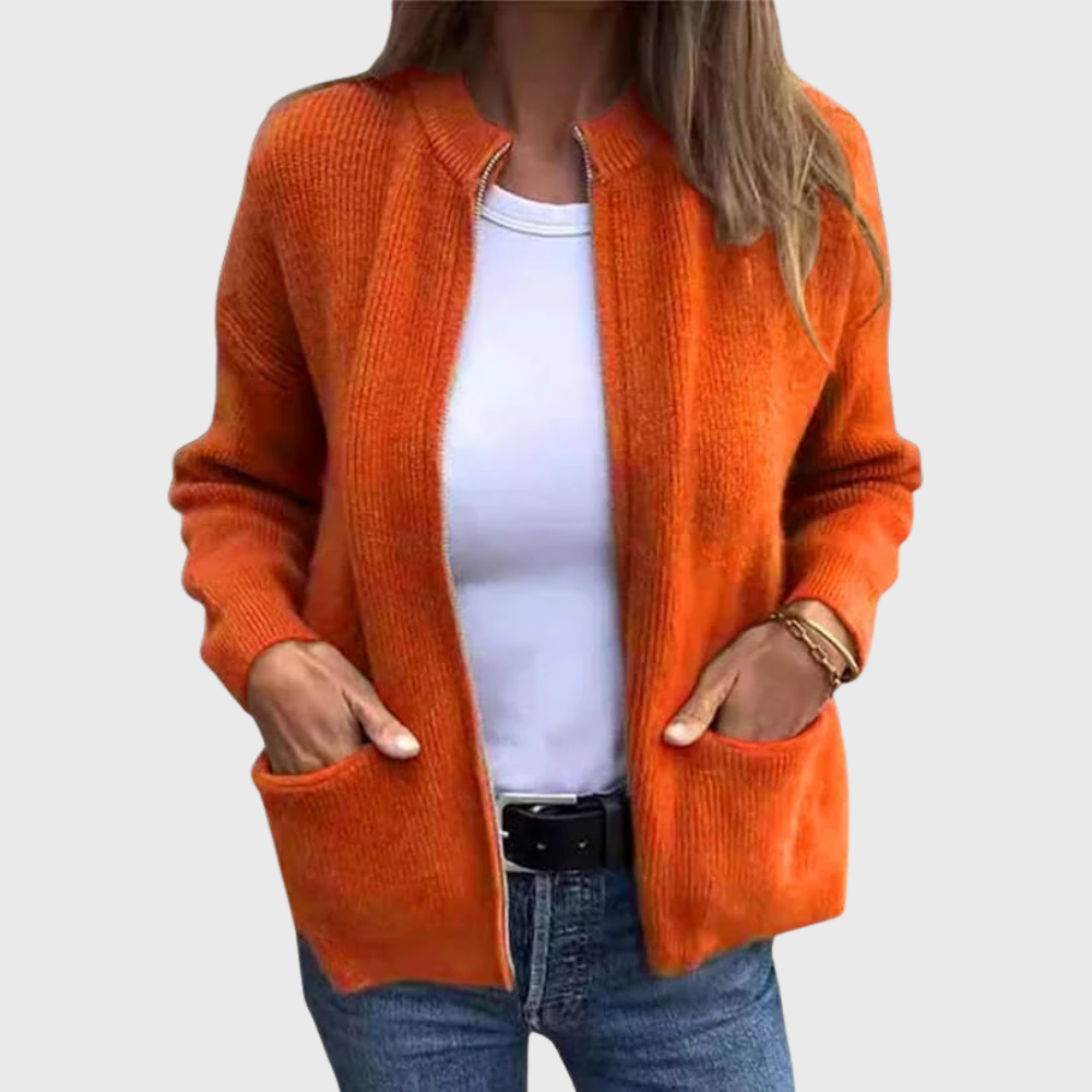 Cardigan autunnale con cerniera lampo