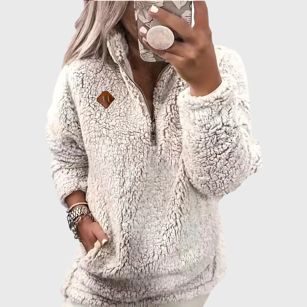 Elegante Giacca Con Zip e Maniche Lunghe