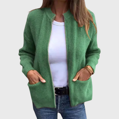 Cardigan autunnale con cerniera lampo