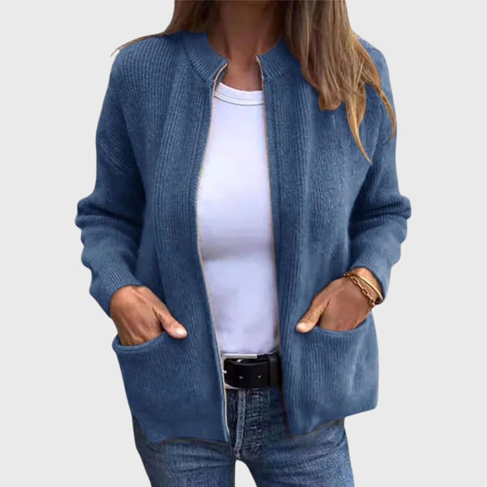 Cardigan autunnale con cerniera lampo