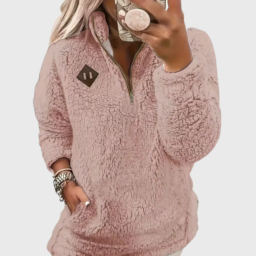 Elegante Giacca Con Zip e Maniche Lunghe