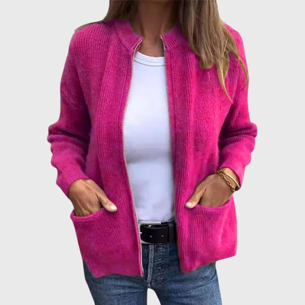 Cardigan autunnale con cerniera lampo