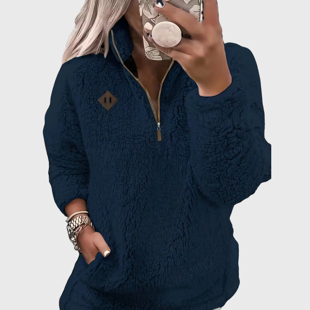Elegante Giacca Con Zip e Maniche Lunghe