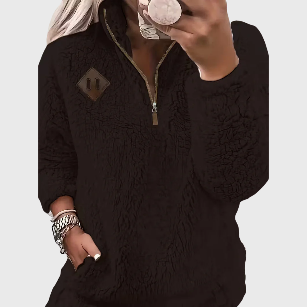 Elegante Giacca Con Zip e Maniche Lunghe
