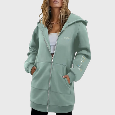 Giacca con cappuccio e motivo geometrico