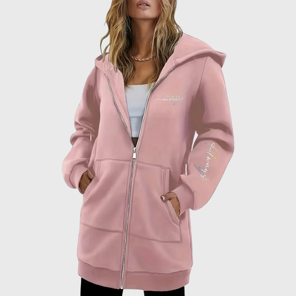 Giacca con cappuccio e motivo geometrico