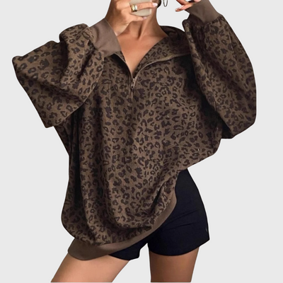 Felpa con stampa leopardata