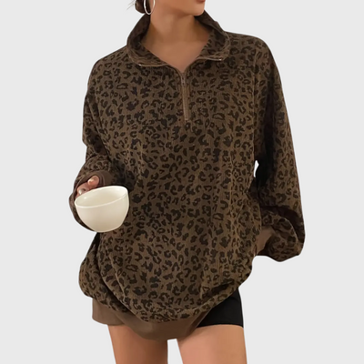 Felpa con stampa leopardata
