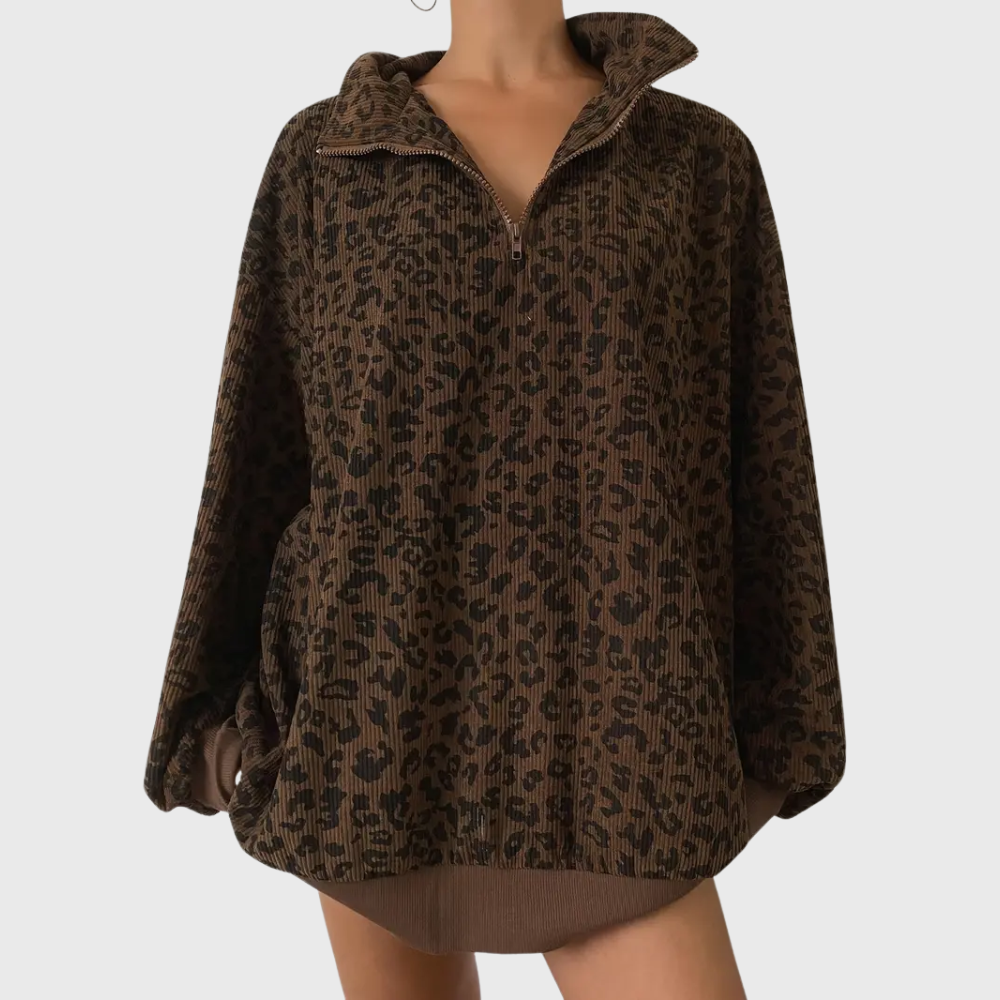 Felpa con stampa leopardata