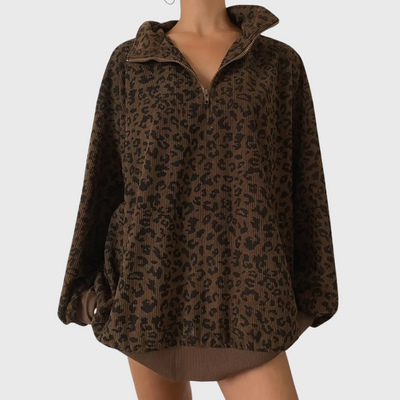 Felpa con stampa leopardata