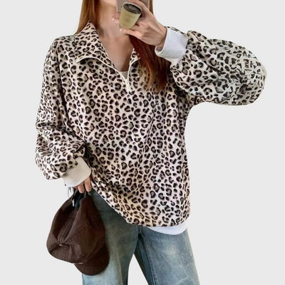 Felpa con stampa leopardata