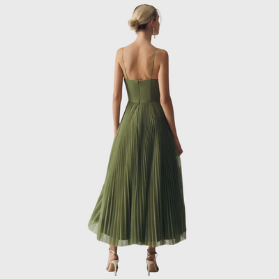 Abito midi con corpino strutturato e gonna plissettata