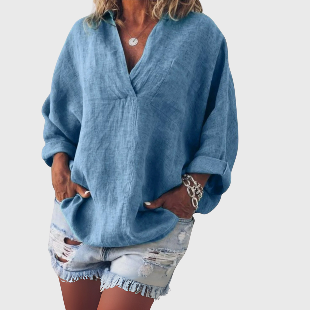 Rikarda - Blusa elegante da donna con scollo a V
