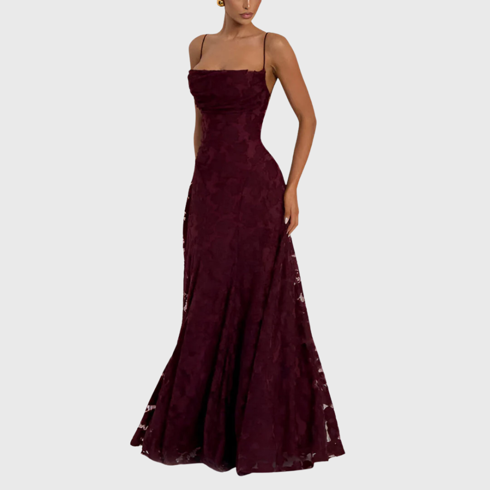 Maxi dress con corsetto in pizzo