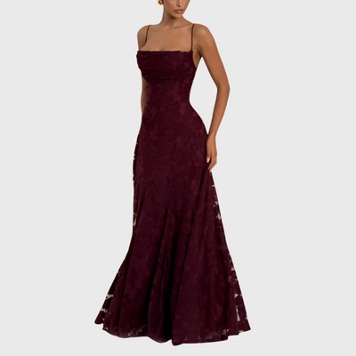 Maxi dress con corsetto in pizzo