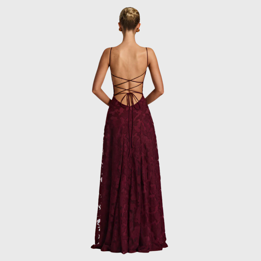 Maxi dress con corsetto in pizzo