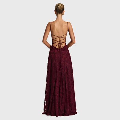 Maxi dress con corsetto in pizzo