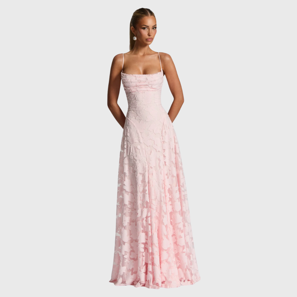 Maxi dress con corsetto in pizzo