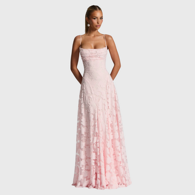Maxi dress con corsetto in pizzo